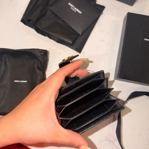 Saint Laurent Black Textured Leather Card Holder - Picture 4 of 7